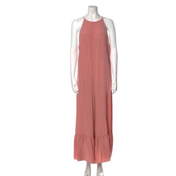 TIBI Women's Light Pink 100% Silk Ruffle Sleeveless Wide Leg Jumpsuit Size 0 - Picture 2 of 13